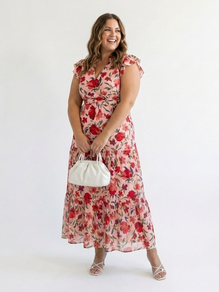 DELACROIX | Robe Midi Évasée à Imprimé Floral Lila