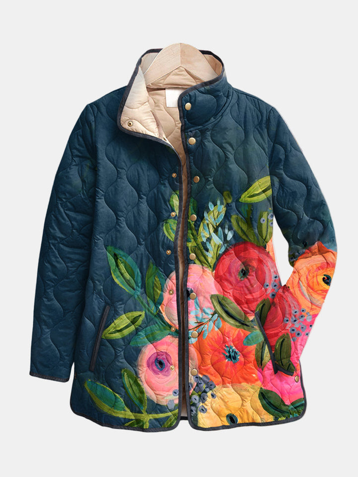 DELACROIX | Veste Matelassée Fleurs Peintes Camille