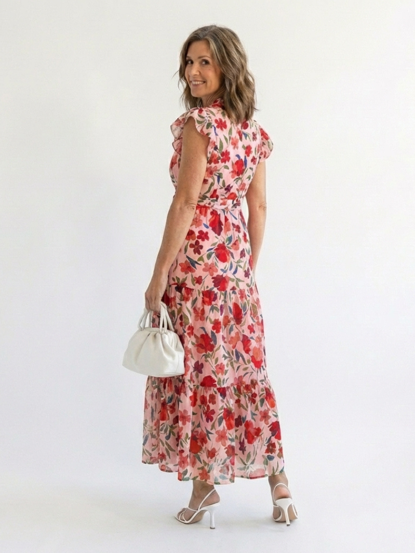 DELACROIX | Robe Midi Évasée à Imprimé Floral Lila
