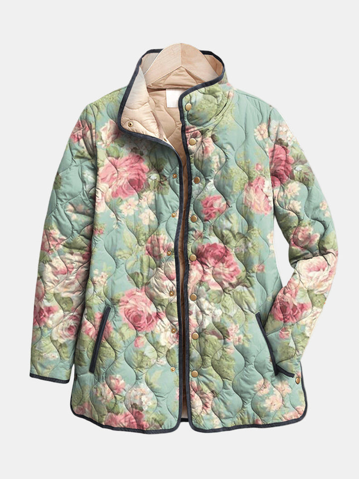 DELACROIX Veste Matelassée Vert Sauge Fleuri