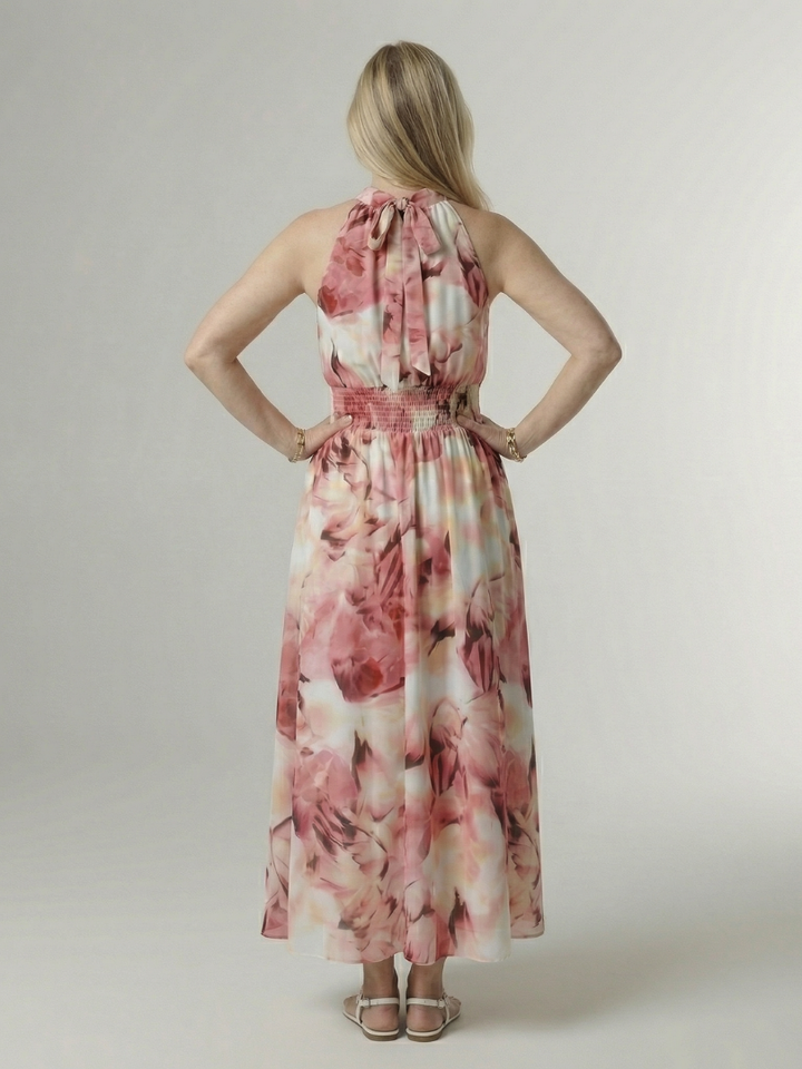 DELACROIX | Robe Midi à Encolure Halter Froncée Sylin