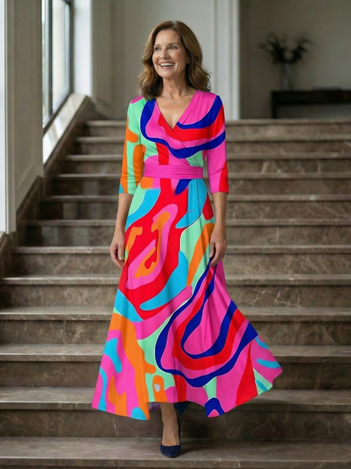 DELACROIX | Robe Midi Croisée à Col Celine