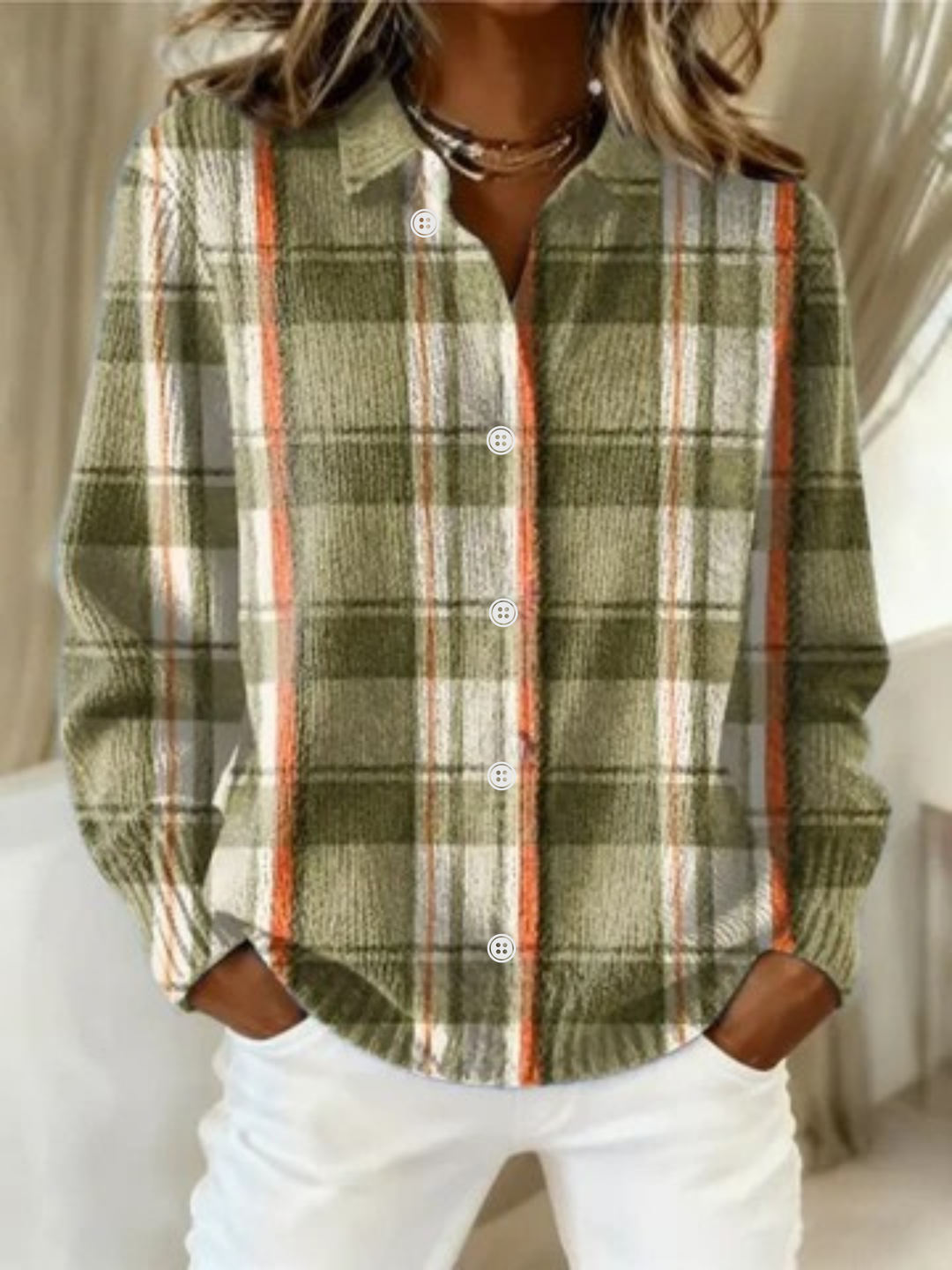 DELACROIX | Cardigan Carreaux Vert Mousse Sylvie