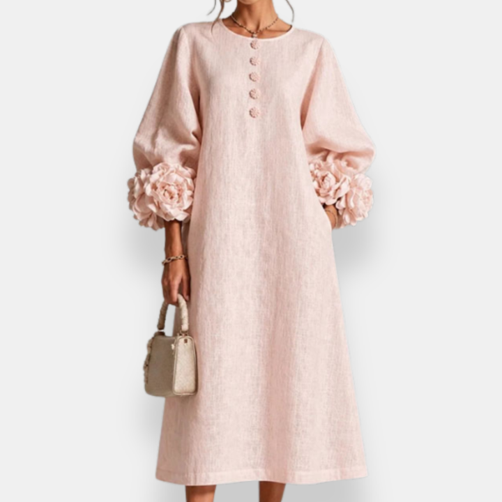 DELACROIX | Robe Midi Manches Fleuries Charlotte