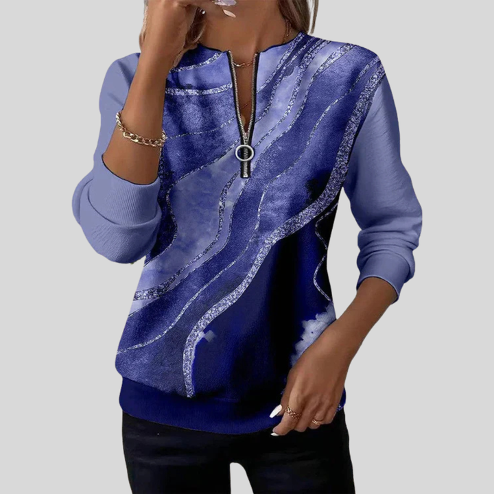 DELACROIX | Sweat Zippé Imprimé Marbré pour Femme Mathilde