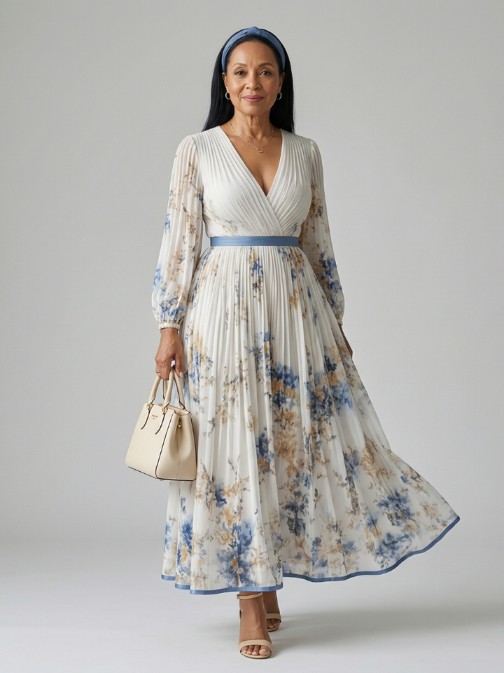 DELACROIX | Robe Midi Plissée à Enveloppe Rielle