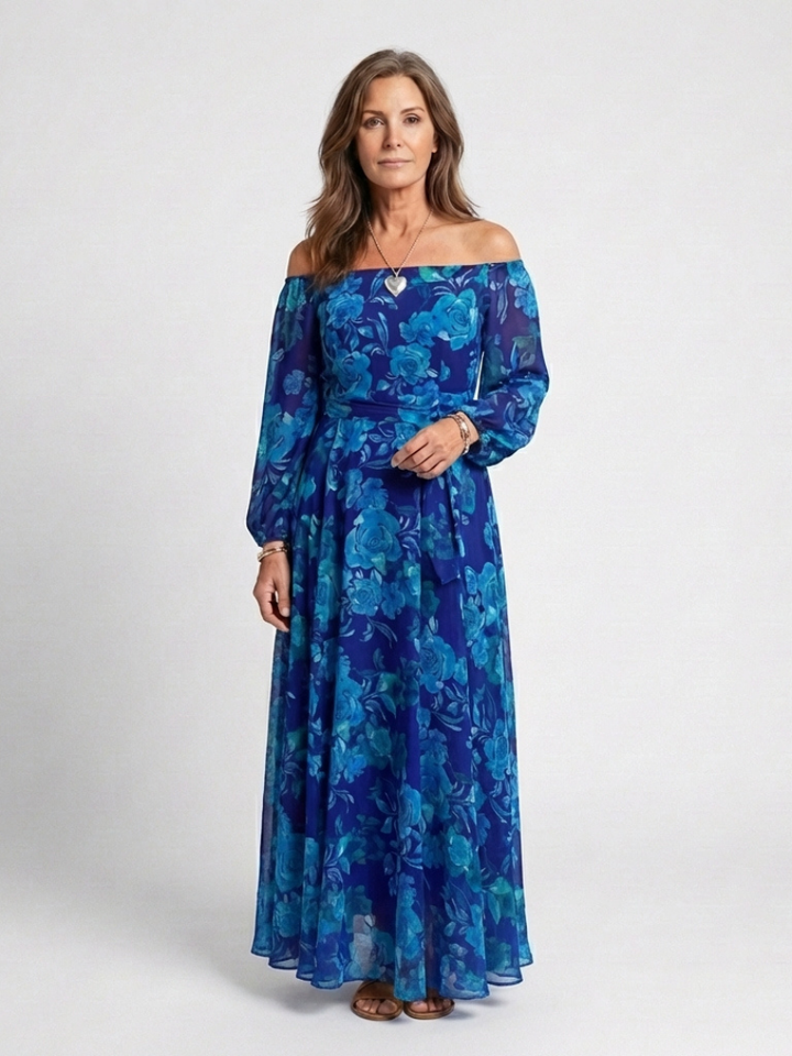 DELACROIX | Robe Maxi Fleurie à Épaules Dégagées Aspen