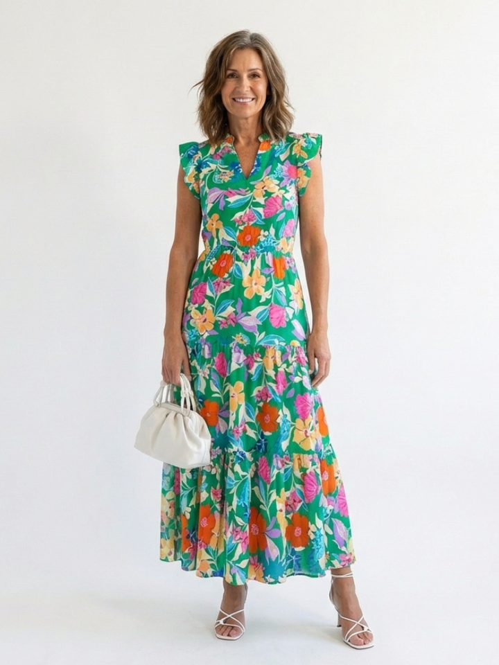 DELACROIX | Robe Midi Évasée à Imprimé Floral Lila