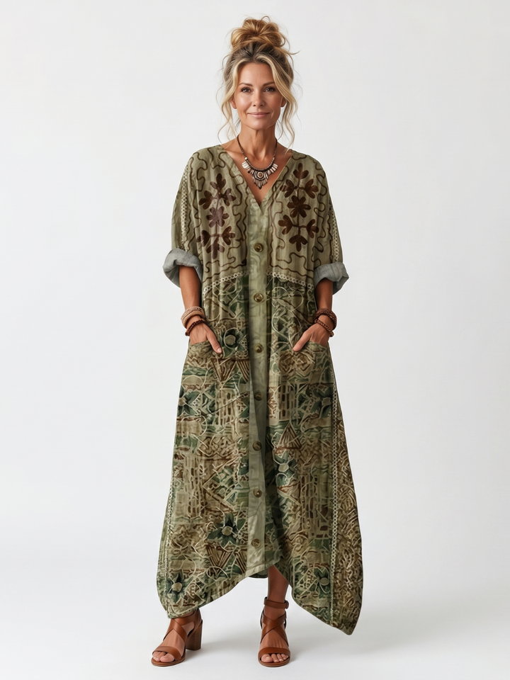 DELACROIX | Robe Midi Brodée Boutonnée Monique