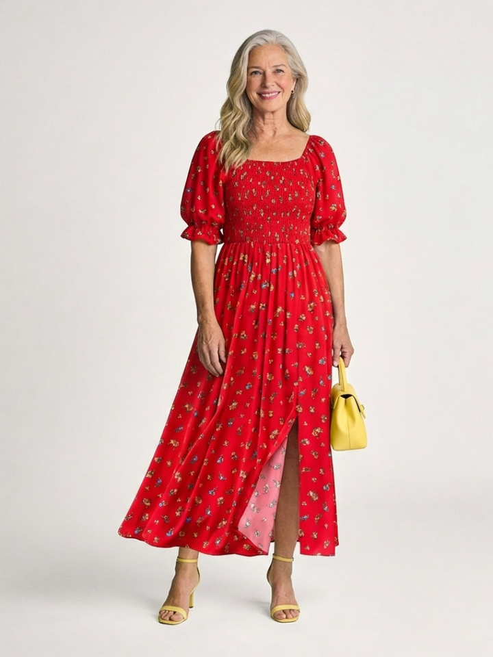 DLEACROIX | Robe Midi à Manches Bouffantes Delphine