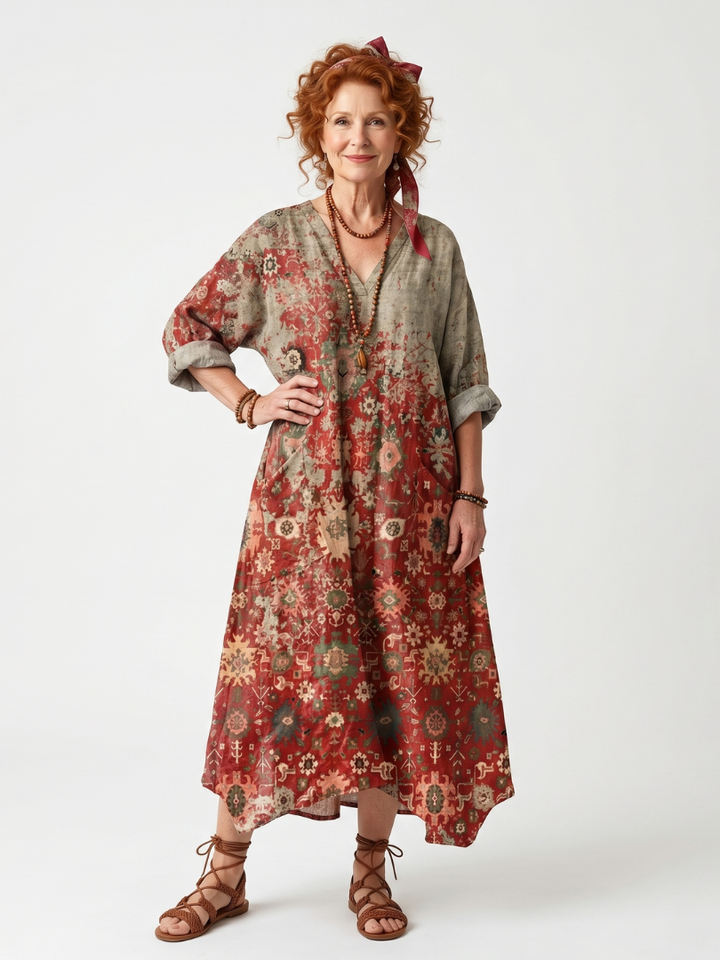 DELACROIX | Robe Midi Imprimée à Poches Sylvie