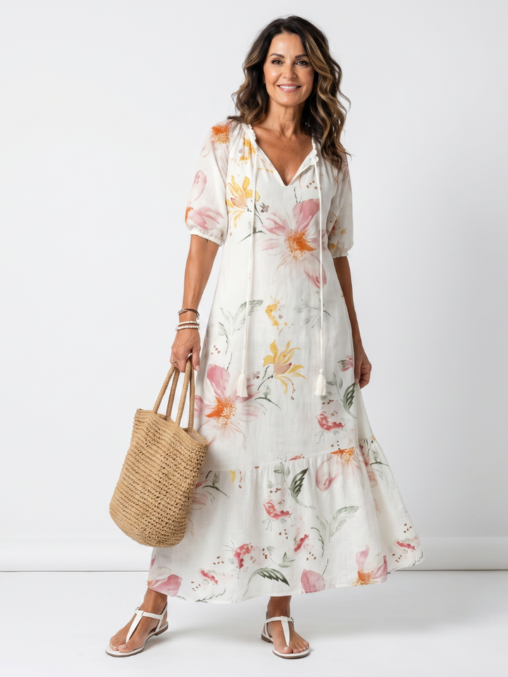DELACROIX | Robe Midi Fleurie à Volants Pauline