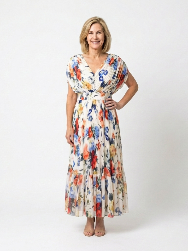 DELACROIX | Robe Midi Fleurie Plissée Savannah