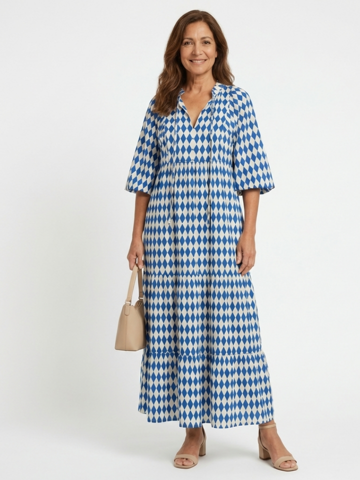 DELACROIX | Robe Midi à Imprimé Diamant Elodie