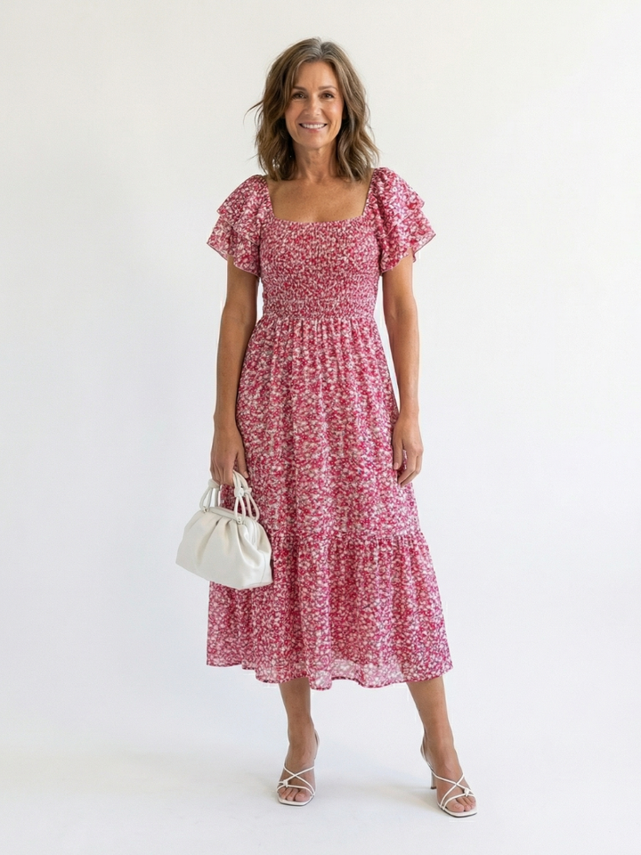 DELACROIX | Robe Midi Florale à Épaules Nues Odette