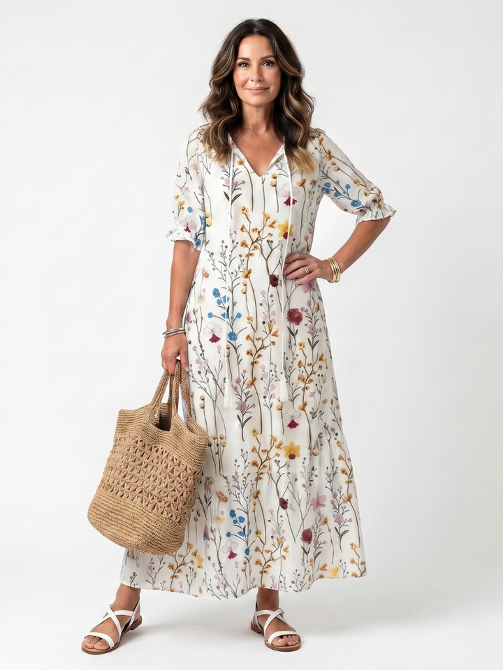 DELACROIX | Robe Midi Bohème à Pompons Nathalie