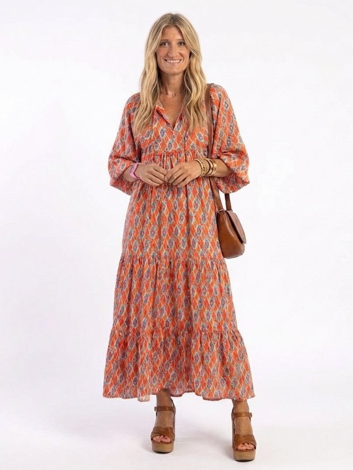 DELACROIX | Robe Midi à Imprimé Géométrique Amara