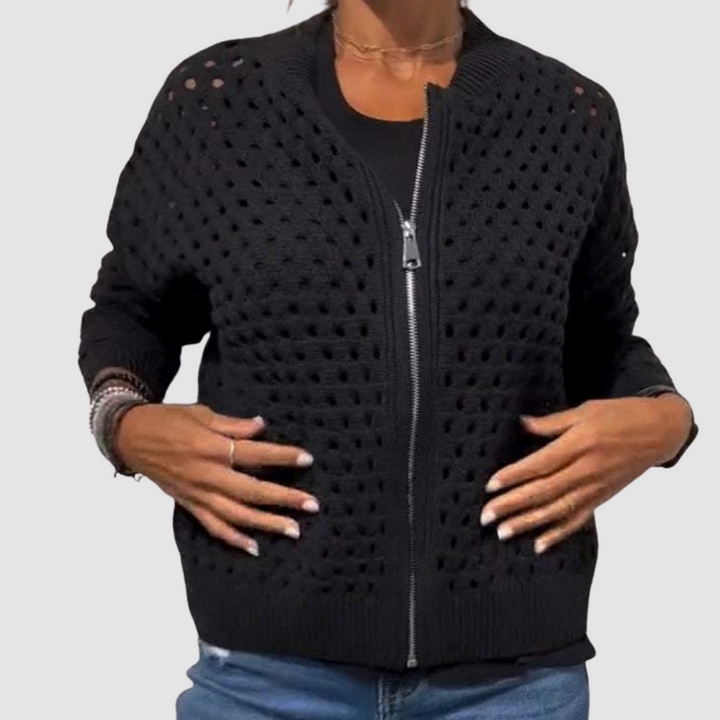 DELACROIX | Veste Zippée en Maille Ajourée Charlotte
