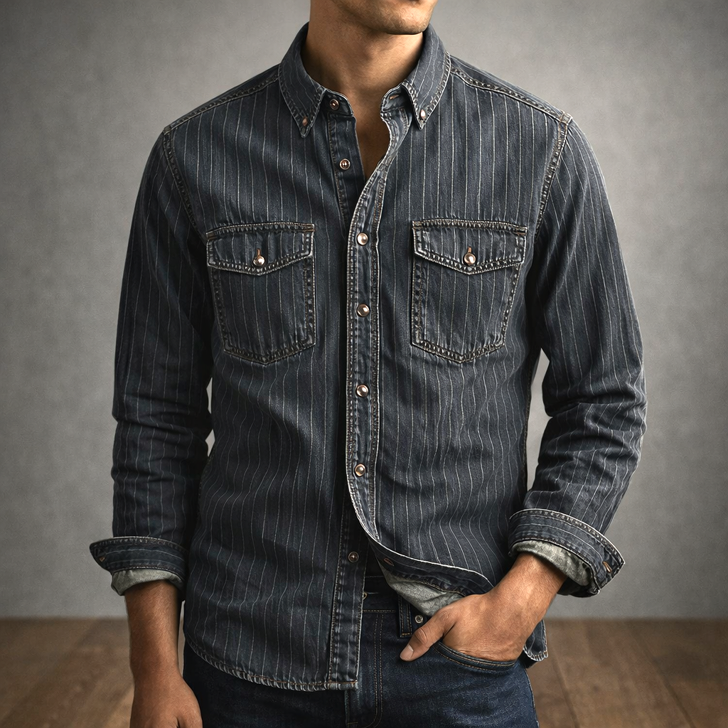 DELACROIX | CHEMISE À RAYURES MANCHES LONGUES POUR HOMME
