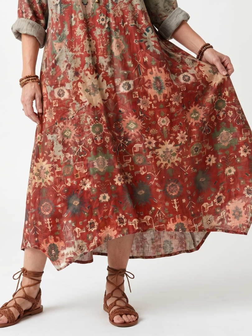 DELACROIX | Robe Midi Imprimée à Poches Sylvie