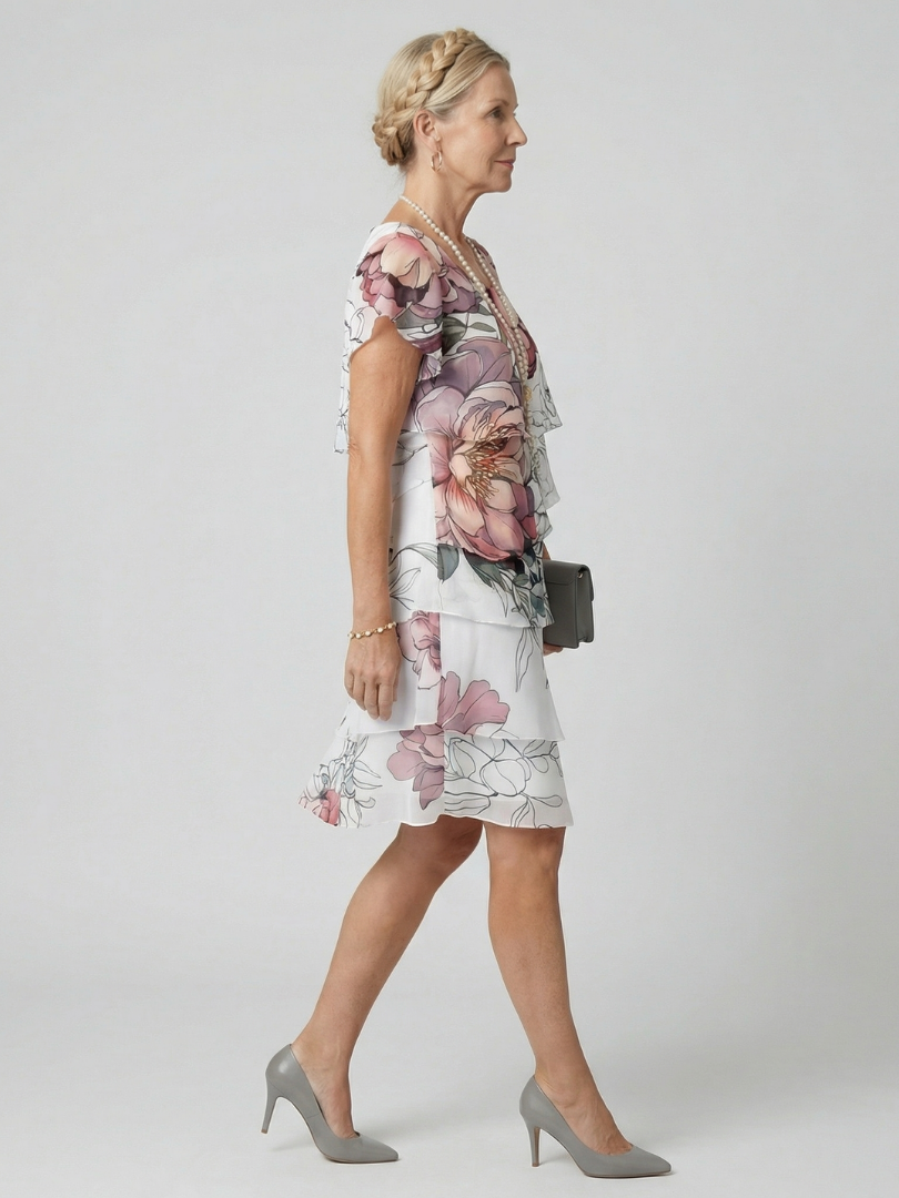 DELACROIX | Robe florale propre à longueur genou Kualani