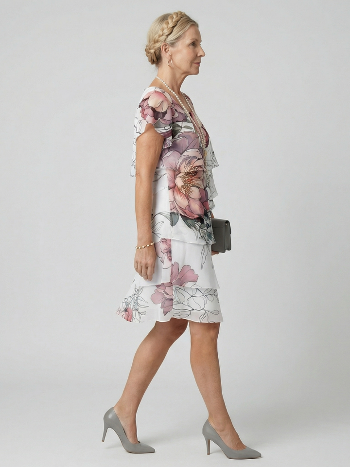 DELACROIX | Robe florale propre à longueur genou Kualani