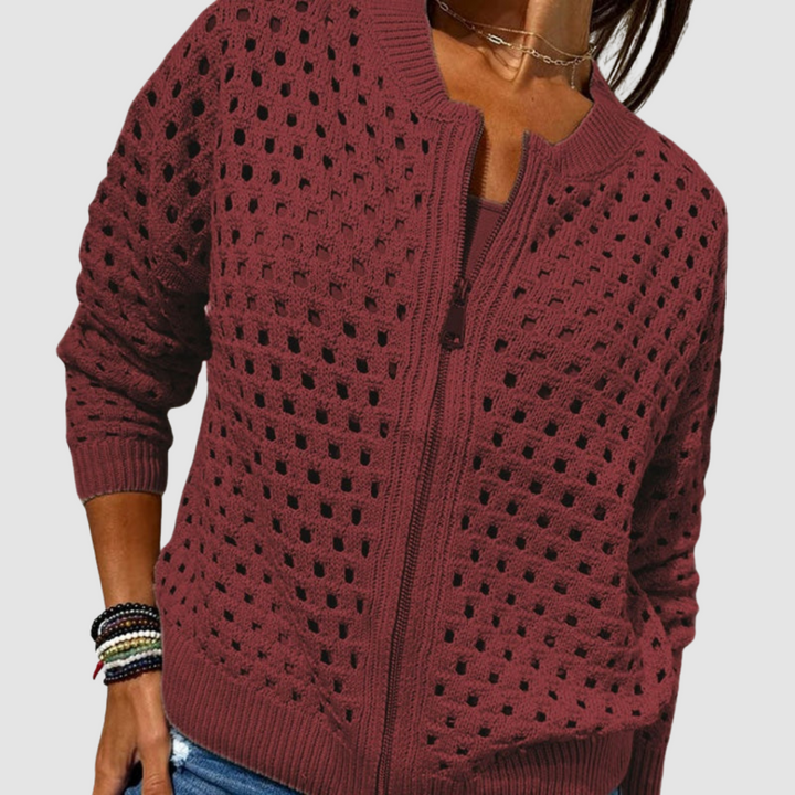 DELACROIX | Veste Zippée en Maille Ajourée Charlotte