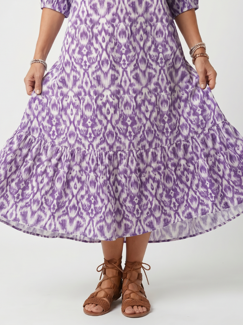 DELACROIX | Robe Midi Imprimée à Pompons Brigitte