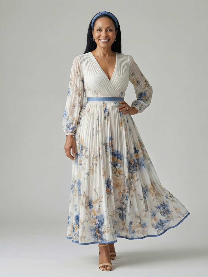 DELACROIX | Robe Midi Plissée à Enveloppe Rielle