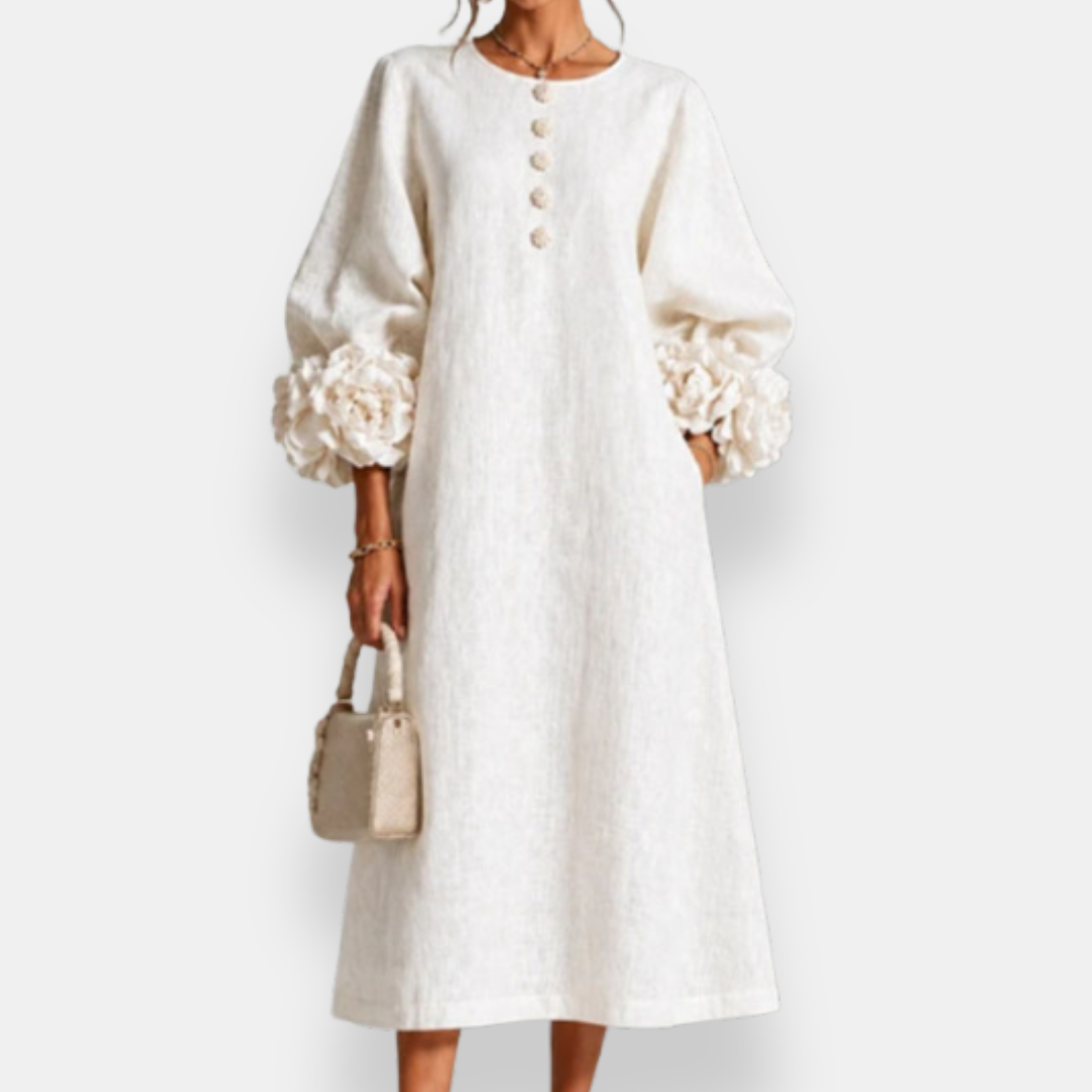 DELACROIX | Robe Midi Manches Fleuries Charlotte