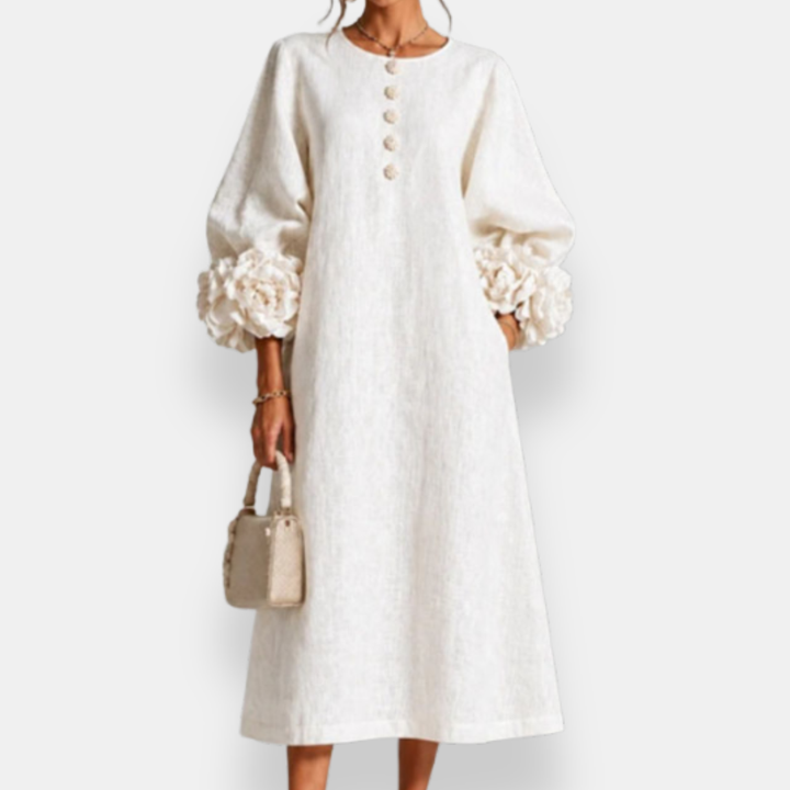 DELACROIX | Robe Midi Manches Fleuries Charlotte