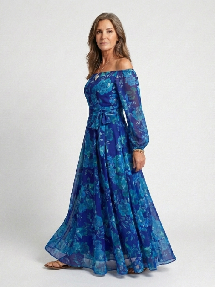 DELACROIX | Robe Maxi Fleurie à Épaules Dégagées Aspen