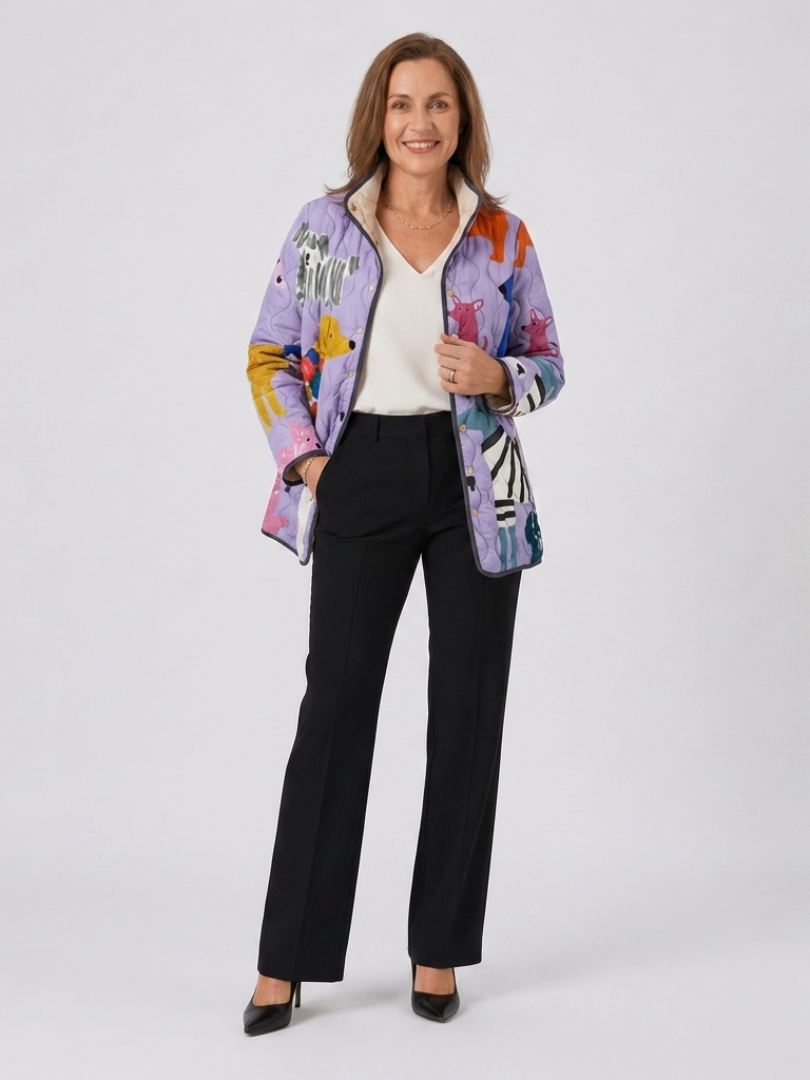 DELACROIX Veste Matelassée Lilas Imprimé portée