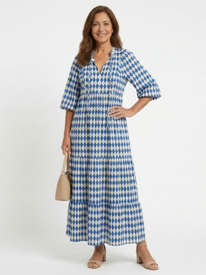 DELACROIX | Robe Midi à Imprimé Diamant Elodie