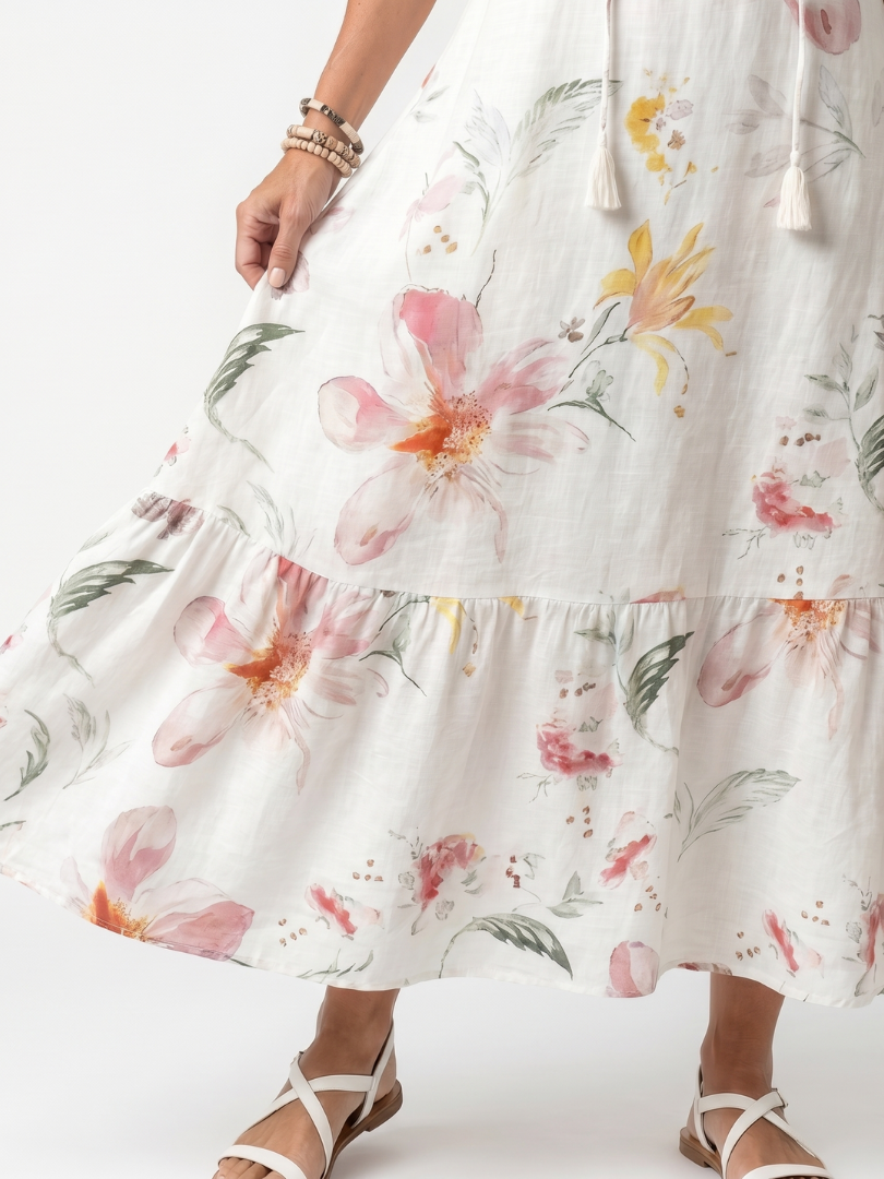 DELACROIX | Robe Midi Fleurie à Volants Pauline