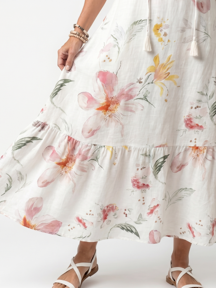 DELACROIX | Robe Midi Fleurie à Volants Pauline