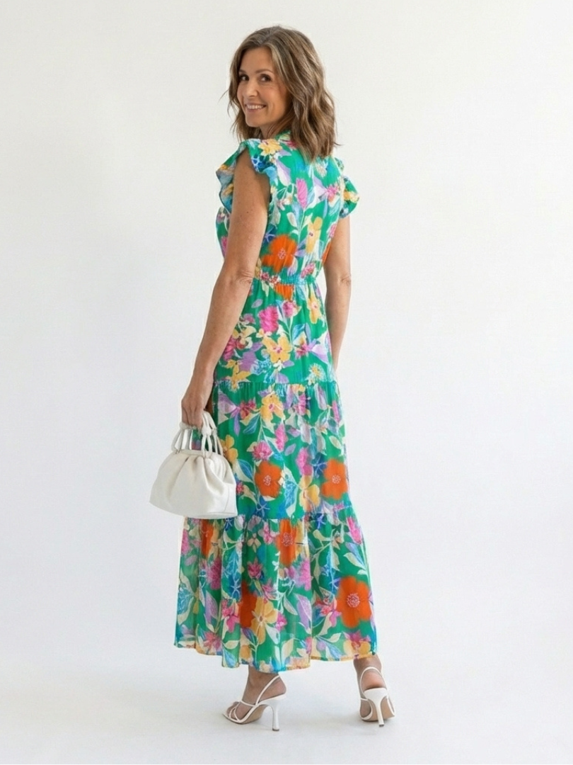DELACROIX | Robe Midi Évasée à Imprimé Floral Lila