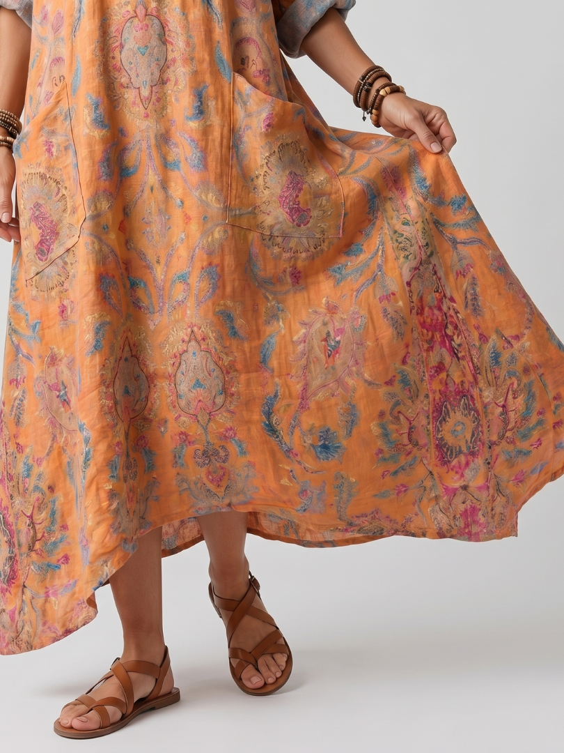 DELACROIX | Robe Midi Imprimée à Poches Sophie