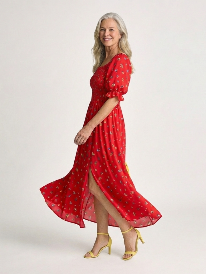 DLEACROIX | Robe Midi à Manches Bouffantes Delphine