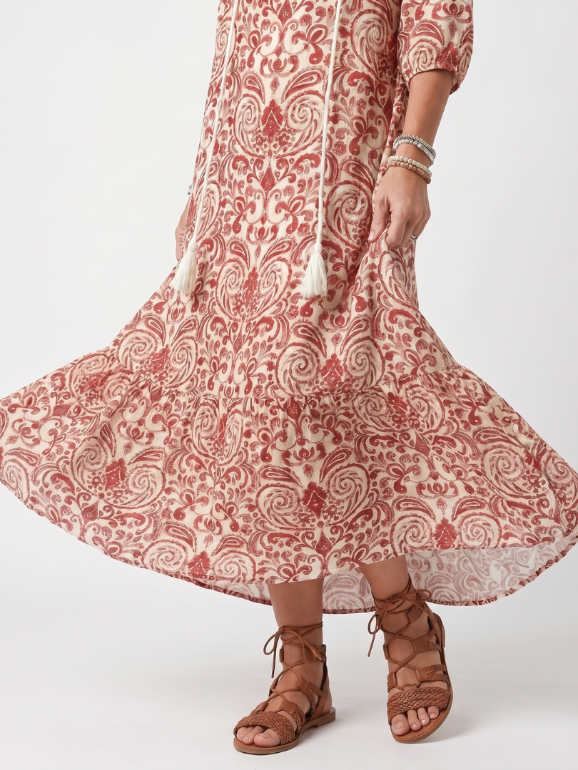 DELACROIX | Robe Midi Bohème à Pompons Lucie
