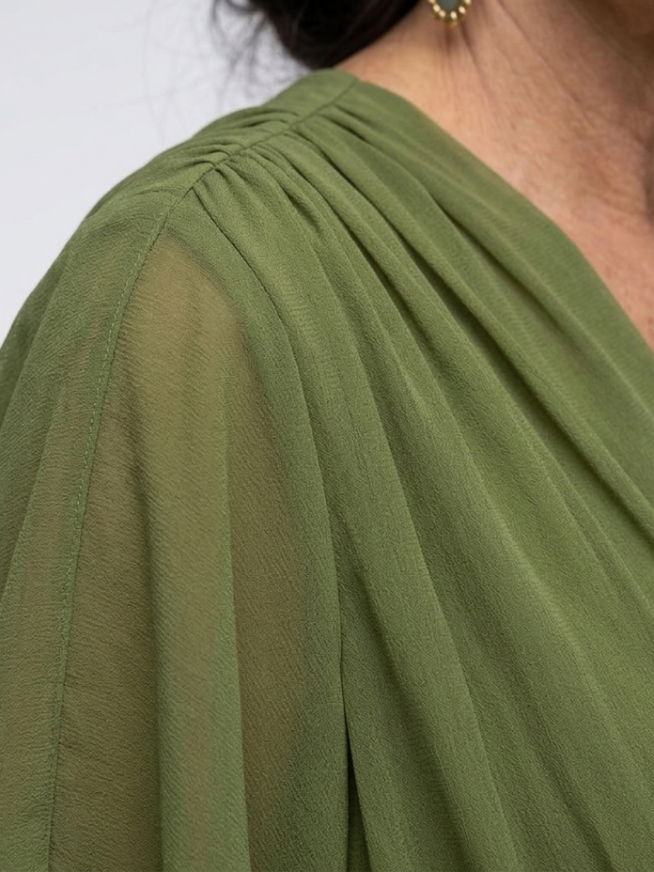 DELACROIX | Robe Midi Drapée à Encolure Elysia