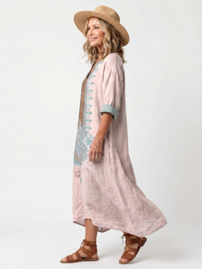 DELACROIX | Robe Midi Brodée à Poches Mathilde