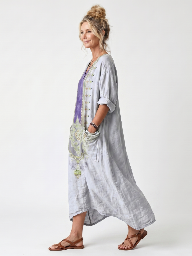 DELACROIX | Robe Midi Brodée Contrastée Véronique