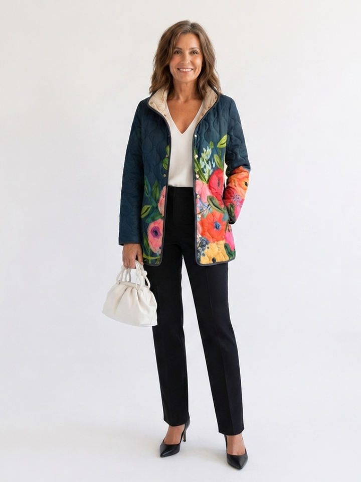 DELACROIX | Veste Matelassée Fleurs Peintes Camille