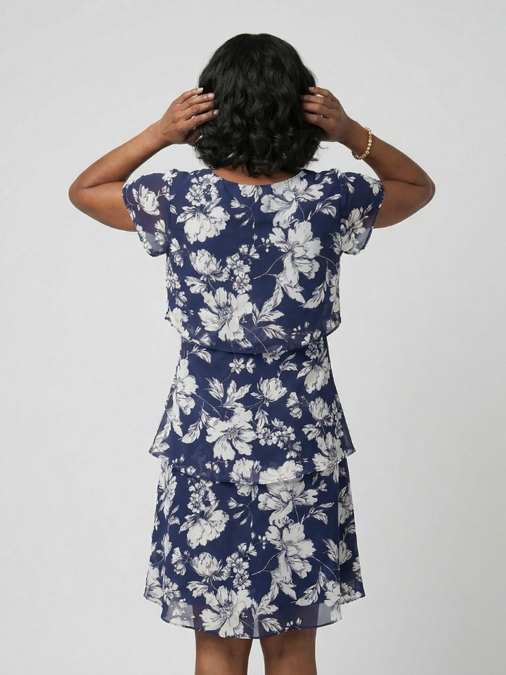 DELACROIX | Robe florale subtile à longueur genou Thea