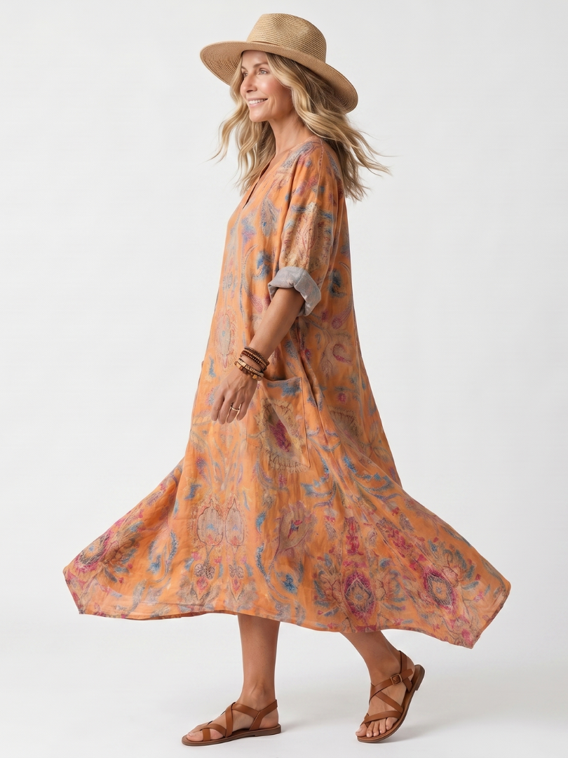 DELACROIX | Robe Midi Imprimée à Poches Sophie
