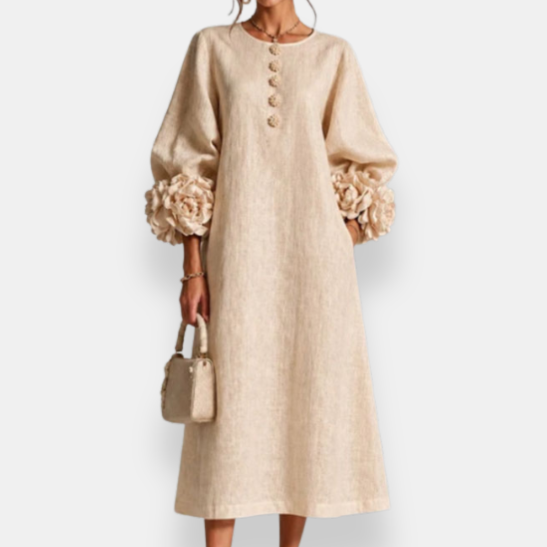 DELACROIX | Robe Midi Manches Fleuries Charlotte