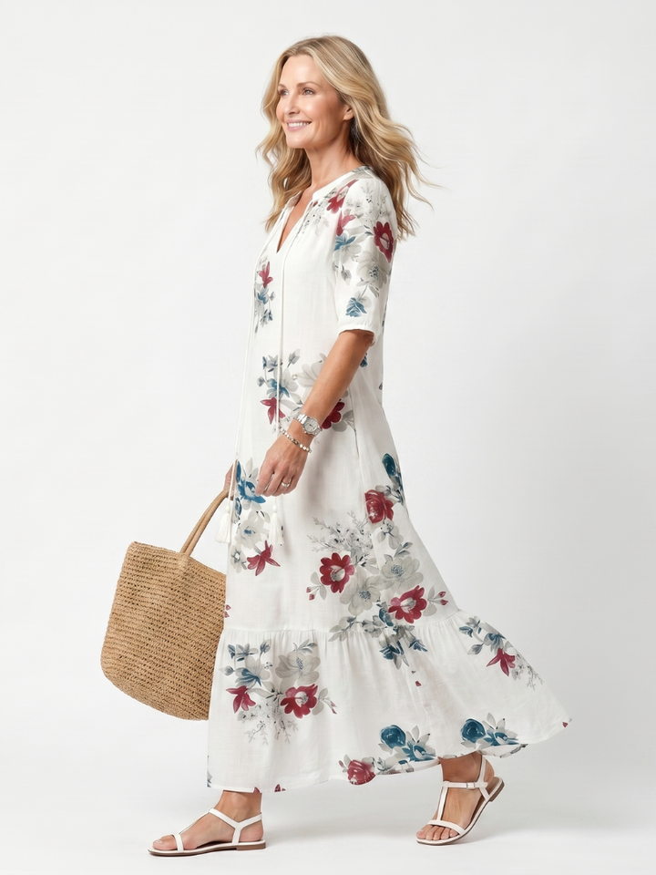 DELACROIX | Robe Midi Fleurie à Pompons Élina