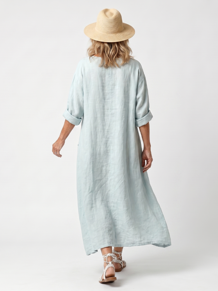 DELACROIX | Robe Midi Brodée à Poches Claire