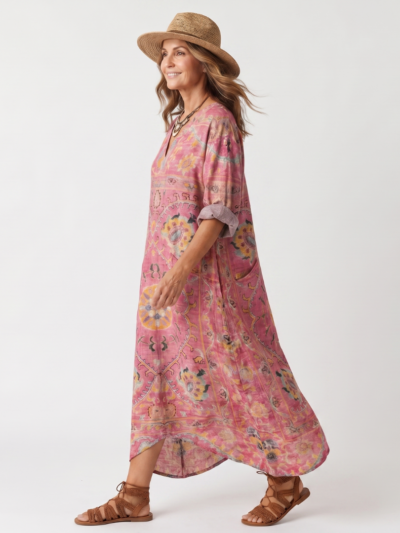 DELACROIX | Robe Midi Imprimée à Poches Margot